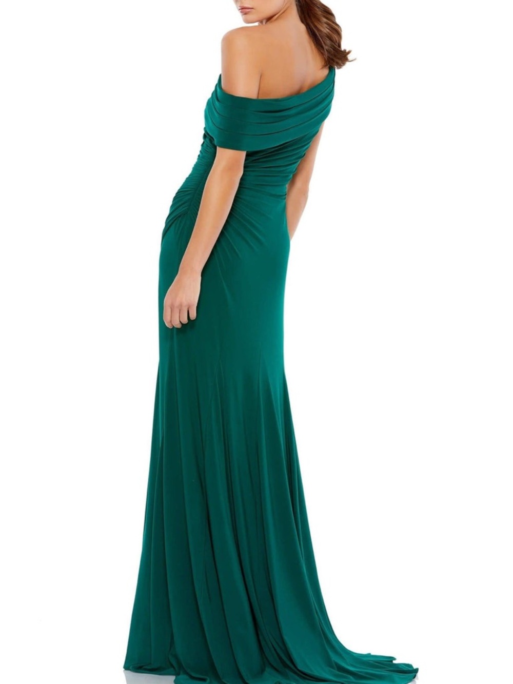 Ieena for MacDuggal One Shoulder Formal Gown in Emerald Green *hemmed - Picture 3 of 7